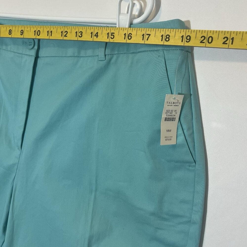 Talbots Women The Perfect Crop Cotton Pant Plus Size 18W High Rise Green Stretch - Picture 5 of 12